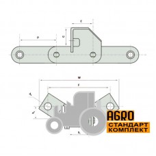 Цепь колосового элеватора - CA550/F14/J4A