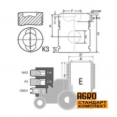 Поршнекомплект двигуна 02925625 Deutz, (3 кільця), [Bepco]