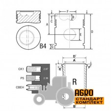 Поршнекомплект двигуна RE28966 John Deere, (3 кільця), [Bepco]