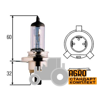 Лампа 12V 60/55W-H4-P43T [Hella]