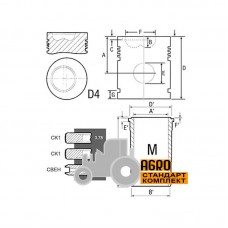 Поршнекомплект двигателя RE60297 John Deere, 3 кольца, [Bepco]